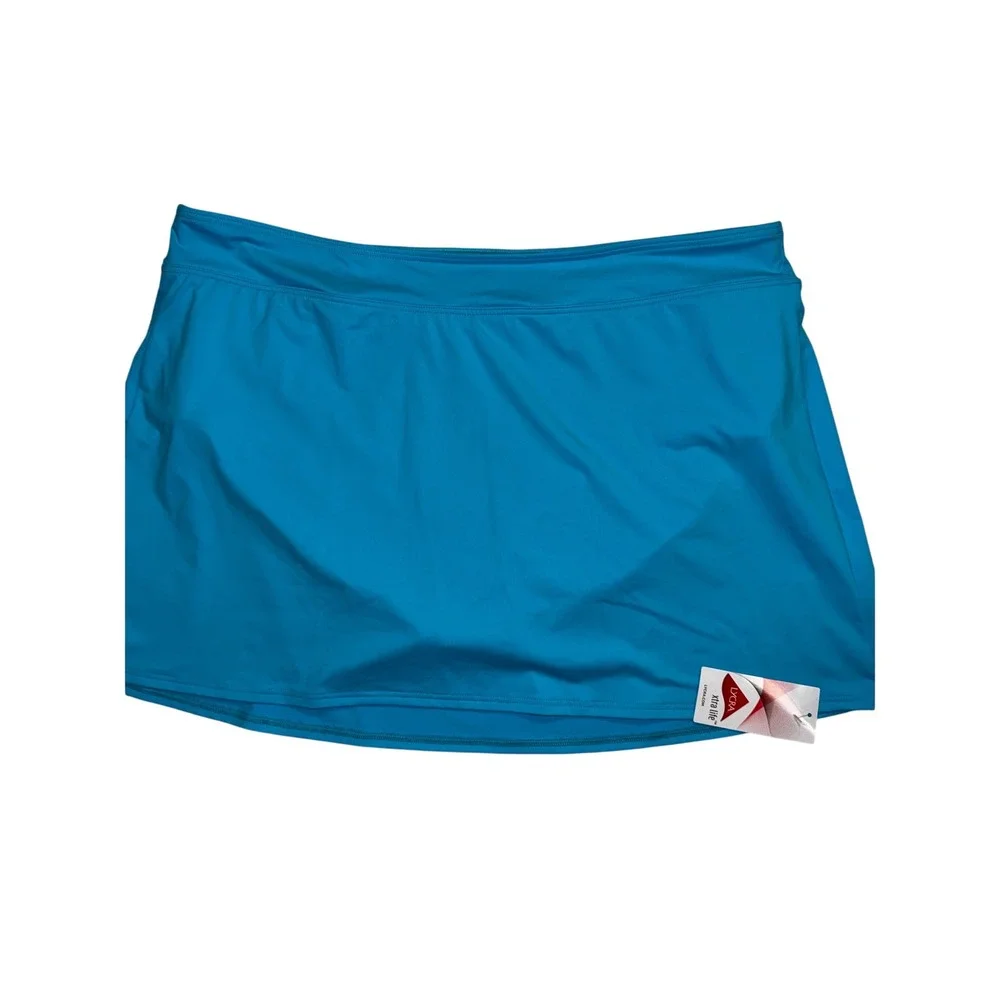 Lands End Women Turquoise Blue Swim Skirt Built-in Brief Size 18 Lycra Xtra Life